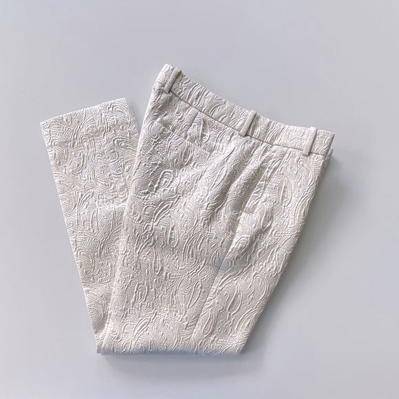 J. Crew Brocade Mid-Rise Cropped Ankle Pants Silver Metallic Sz 4 - Picture 1 of 12